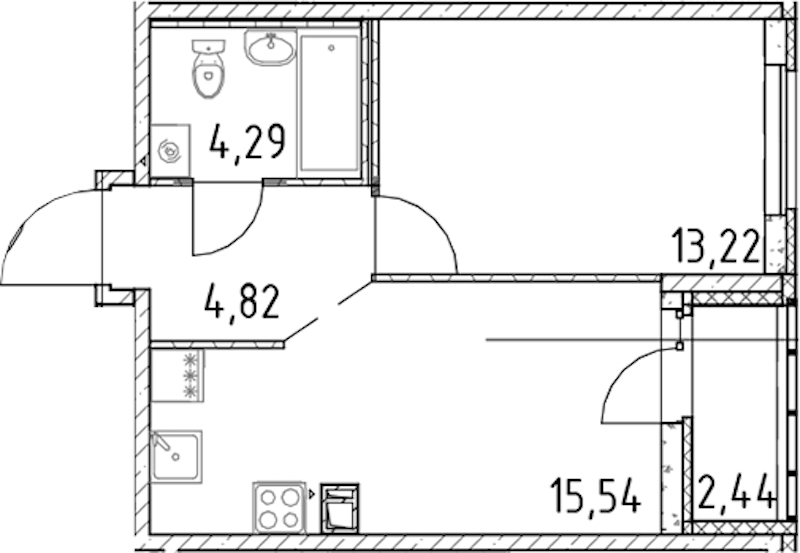 1-комнатная квартира 37.87 м², 7/17 эт., ЖК «Город Первых»